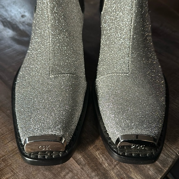 Calvin Klein 205w39NYC Metallic Silver Ankle Boots - Picture 6 of 7